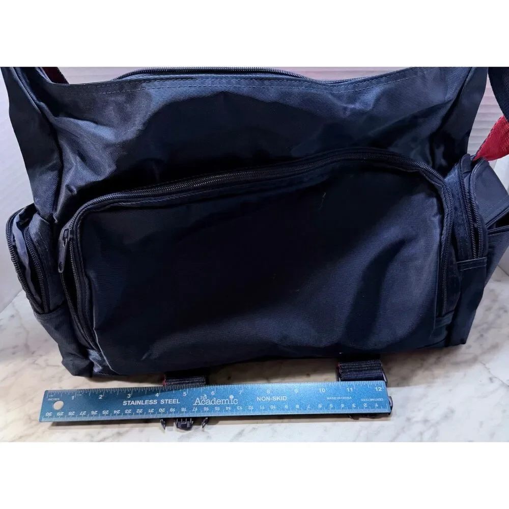 Vintage 90s Tommy Hilfiger Nylon Messenger Bag Navy Red – Multi-Pocket Crossbody